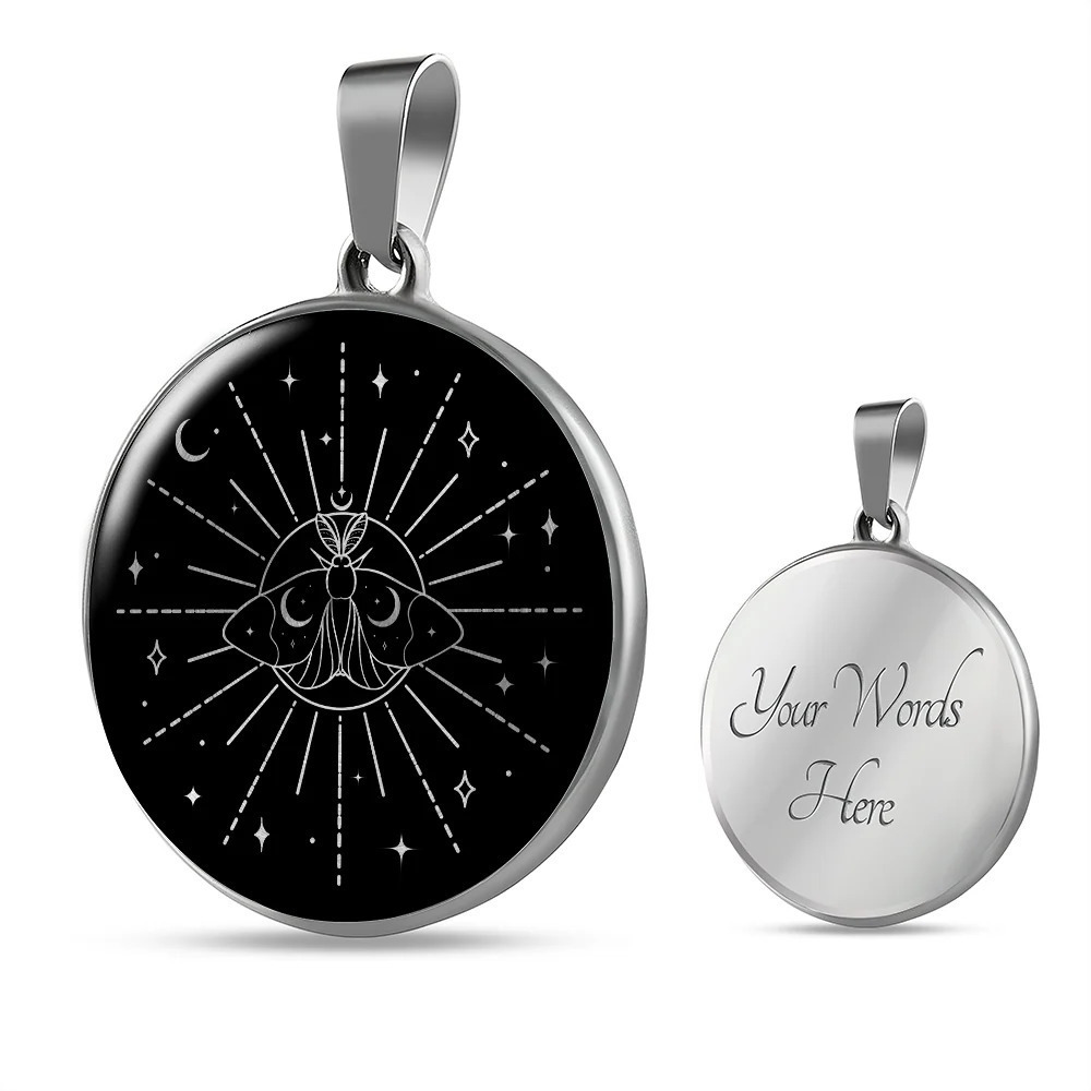 Sacred Geometry Funny Face Sun Circle Pendant Necklace Stainless Steel 24 Inch